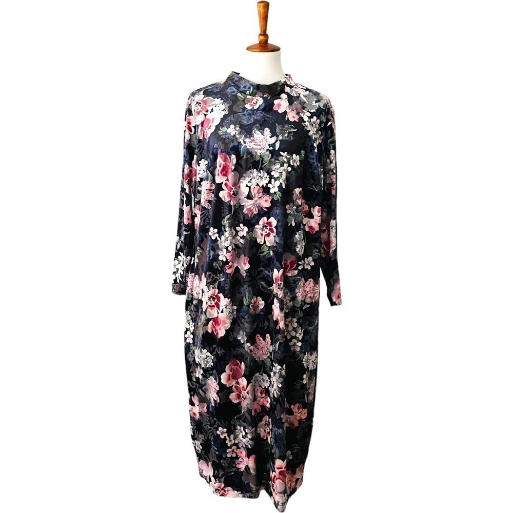 Rachel Roy Women's Nadia Burnout Velvet Multicolor Floral Midi Dress Size 22W - Picture 2 of 14